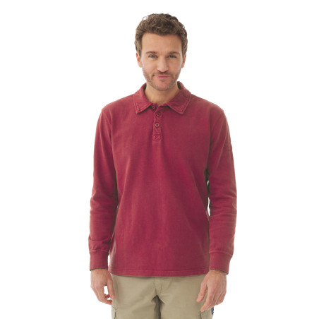 Polo manches longues homme rouge brique | Mousqueton