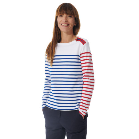 Marinière bleu et rouge pour femme en coton | Mousqueton