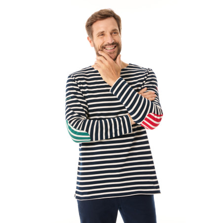 Sweater sailor shirt white and dark blue man | Mousqueton