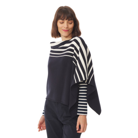 Women's striped poncho | Mousqueton