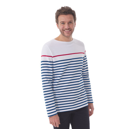 Marinière homme col bateau multicolore blanc bleu rouge | Mousqueton