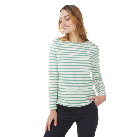Marinière bicolore vert clair pour femme | Mousqueton