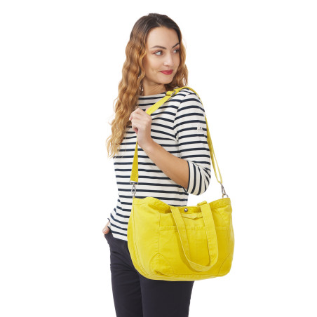 Sac à main en toile jaune | Mousqueton