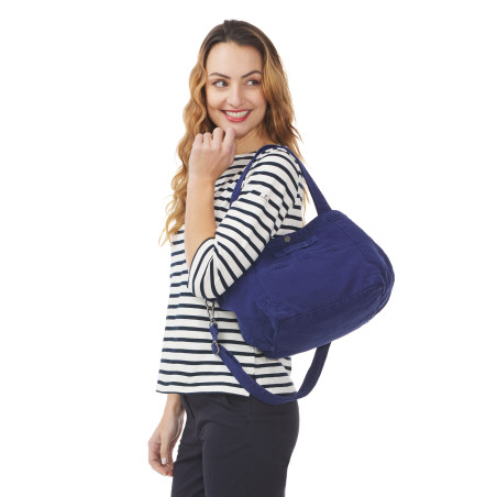 Sac à main en toile bleu regate | Mousqueton
