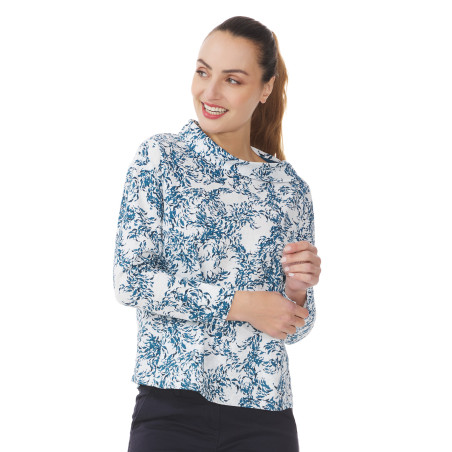 Women's patterned blouse blue | Mousqueton