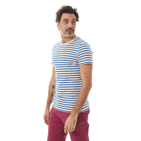 T-shirt rayé manches courtes à col rond homme | Mousqueton