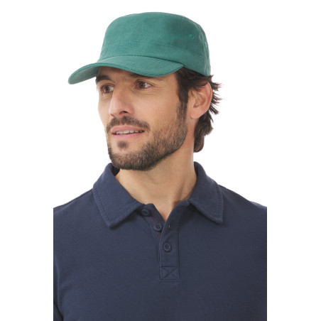 Casquette de marin réglable en toile vert tennis | Mousqueton