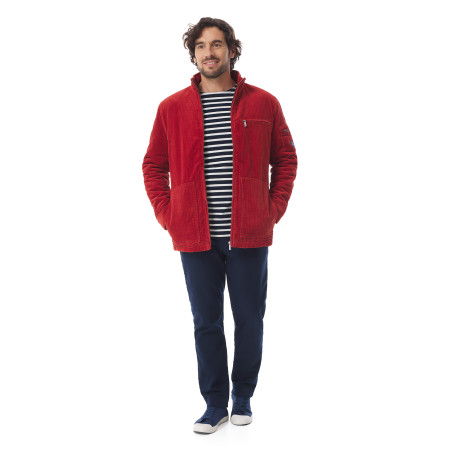 Veste zippée homme en velours côtelé orange tuile | Mousqueton