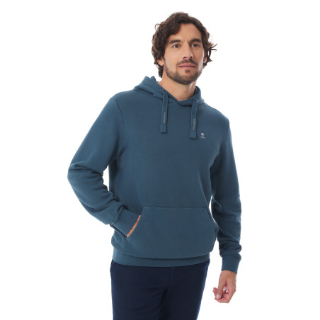Sweat à capuche bleu pétrole molletonné homme | Mousqueton