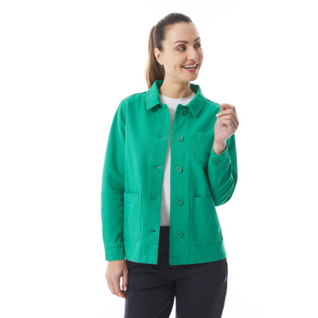 Veste de travail femme en toile de coton vert jade | Mousqueton