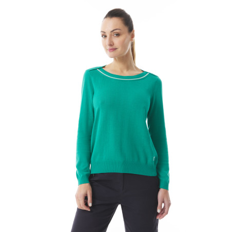 Pull femme encolure bateau vert jade | Mousqueton