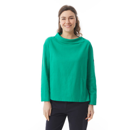 Blouse femme col asymétrique vert jade | Mousqueton
