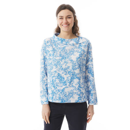 Blouse femme motifs poissons bleu ciel | Mousqueton