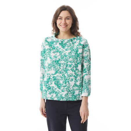 Blouse femme motifs poissons vert jade | Mousqueton
