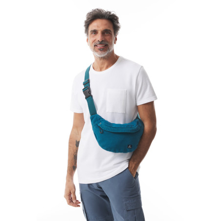 Petit sac banane en toile bleu abysse | Mousqueton
