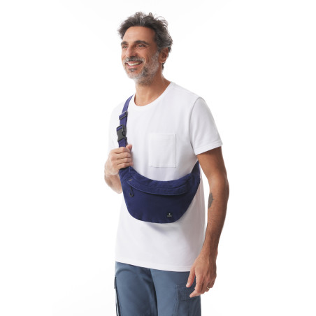 Petit sac banane en toile bleu regate | Mousqueton