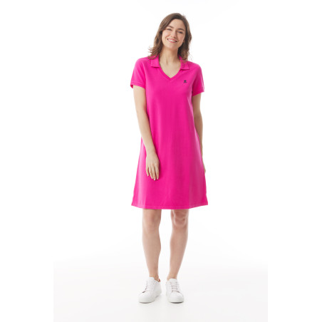 Robe polo en coton bio rose fuschia | Mousqueton