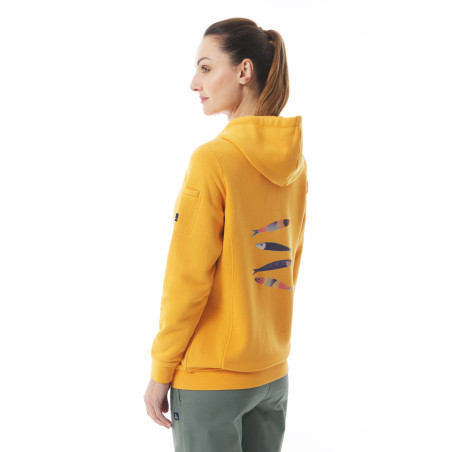 Sweat zippé à capuche femme safran motifs homard par Stéphanie Veillard
