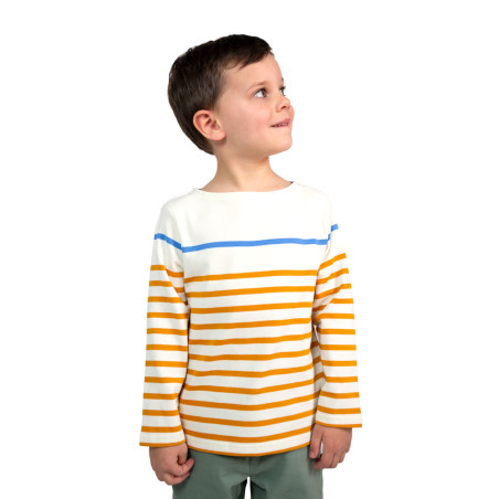 Marinière enfant multicolore jaune orangé et bleu ciel | Mousqueton