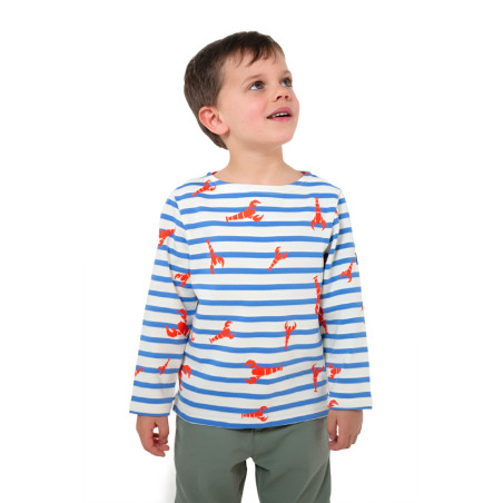 Marinière enfant bleu marine imprimé homard | Mousqueton