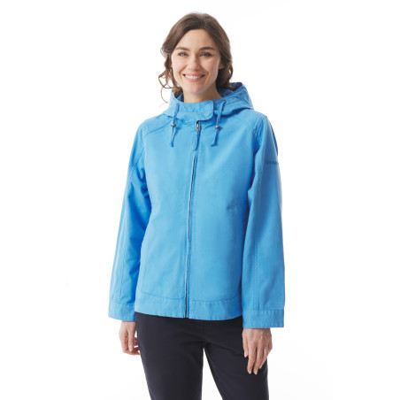 Veste mi-longue en toile femme bleu ciel | Mousqueton