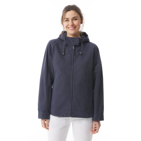 Veste mi-longue en toile femme bleu marine | Mousqueton