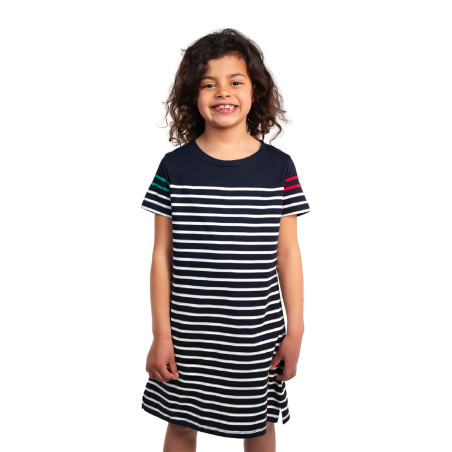 Robe marinière enfant bleu marine en coton | Mousqueton