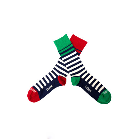 Chaussettes dépareillées hautes en bambou bleu marine | Mousqueton