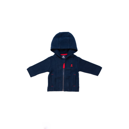 Plain blue textured cotton baby vest | Mousqueton