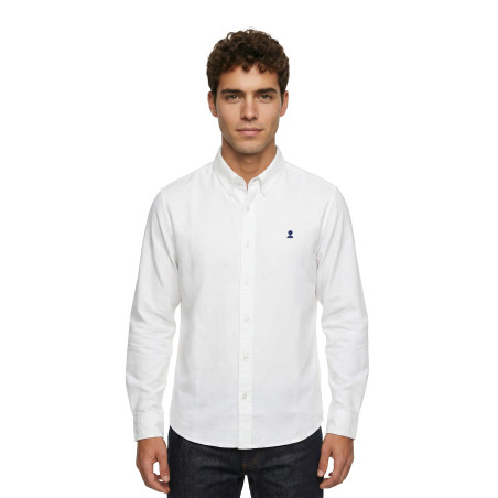 Chemise manches longues homme en coton blanc | Mousqueton