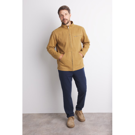 Veste zippée homme en toile canva marron bronze | Mousqueton