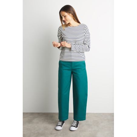 Pantalon barrel féminin vert émeraude | Mousqueton