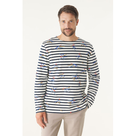 Marinière manches longues homme à motifs marins | Mousqueton