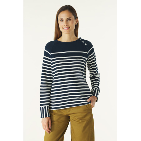 Marinière manches raglan bleu marine et écru | Mousqueton