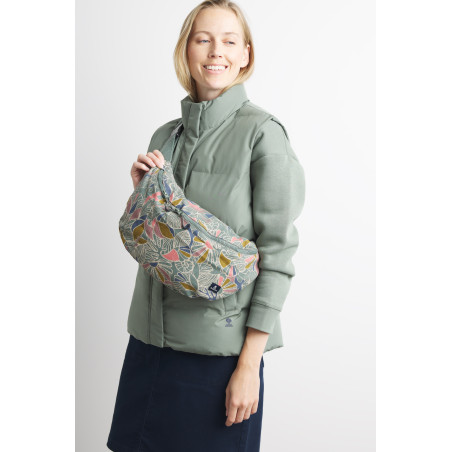 Patterned aqua khaki green banana bag | Mousqueton