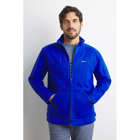 Veste zippée homme en toile canva bleu cobalt | Mousqueton