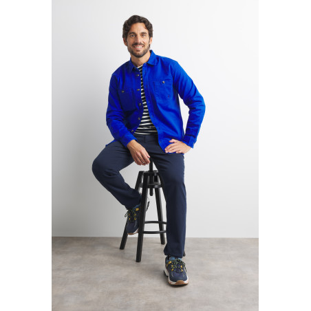 Chemise douce homme en coton bleu cobalt | Mousqueton