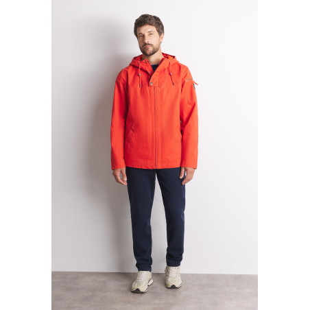 Veste déperlante homme en toile orange vif | Mousqueton