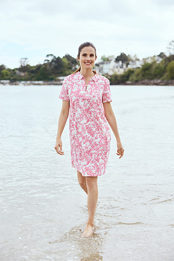 robe femme imprimé merlus matière ramie